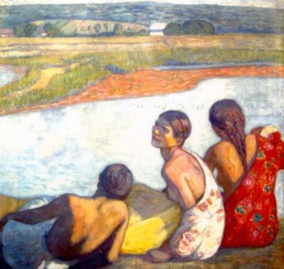 pictură - Grünewald, Ivany Albert; La scăldat