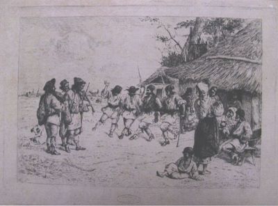 gravură - Aman, Theodor; Jocul bătutei