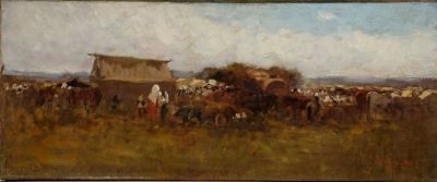 Pictură pe șevalet - Grigorescu, Nicolae; Târg la Rucăr