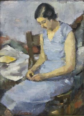 Pictură de șevalet - Șirato, Francisc; Fată în albastru