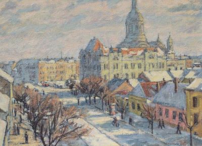 Pictură de șevalet - Cornea, Emil; Stradă din Cluj