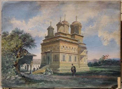 Acuarelă - Popp de Szathmary, Carol; Curtea de Argeș