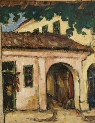 Pictură de șevalet - Tonitza, Nicolae; Case la Mangalia