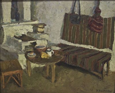 Pictură de șevalet - Dimitrescu, Ștefan; Interior țărănesc (Studiu pentru „Cina”)