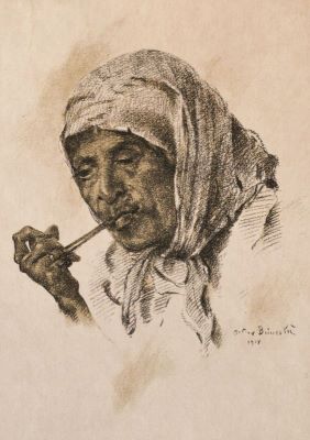 Litografie - Băncilă, Octav; Bătrână
