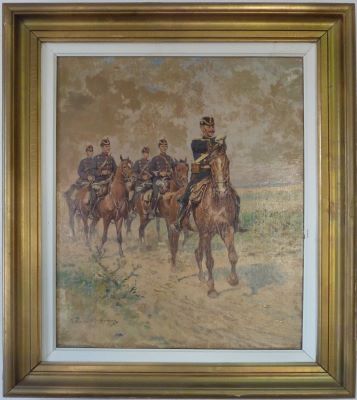 pictură de șevalet - Ajdukiewicz, Tadeusz; Grup de ostași călări