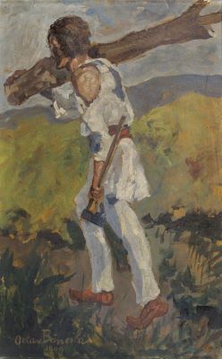 Pictură de șevalet - Băncilă, Octav; Tăietor de lemne
