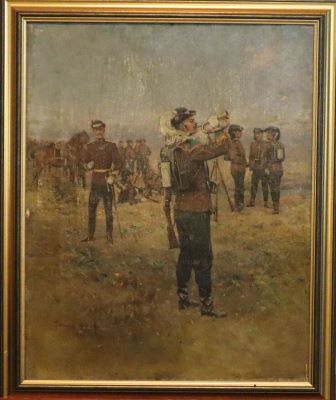 pictură de șevalet - Ajdukiewicz, Tadeusz; Un grup de vânători
