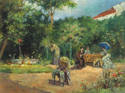 Pictură de șevalet - Aman, Theodor; În grădină