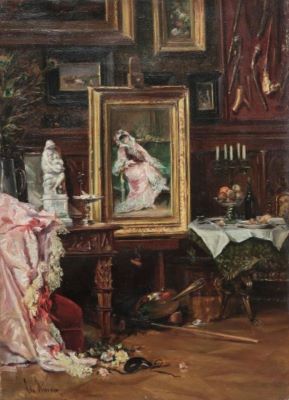 Pictură de șevalet - Aman, Theodor; Interior de atelier