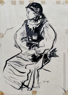 Grafică de șevalet - Jiquidi, Aurel; Compoziție (Portret)