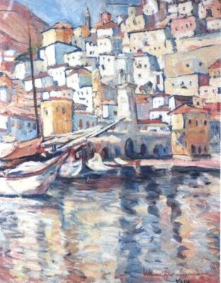 pictură - Schweitzer-Cumpăna, Rudolf; Port la Hydra