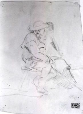 grafică - Grigorescu, Nicolae; Scenă rustică