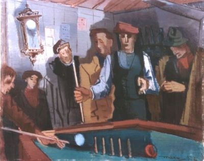 pictură de șevalet - Maxy, Max Hermann; Biliard