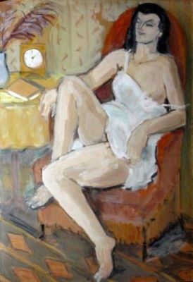 pictură - Pallady, Theodor; Nud în combinezon alb