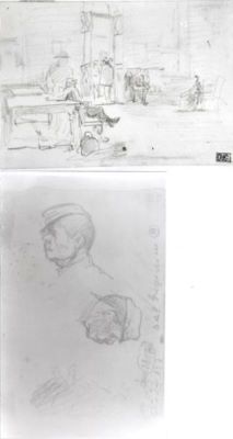 grafică - Grigorescu, Nicolae; Interior de sală de așteptare