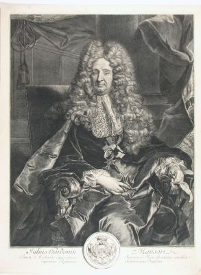 gravură - Edelinck, Gerard; (SC.); Rigaud, Hyacinthe (PX.); JULIUS HARDOUIN MANSAR
