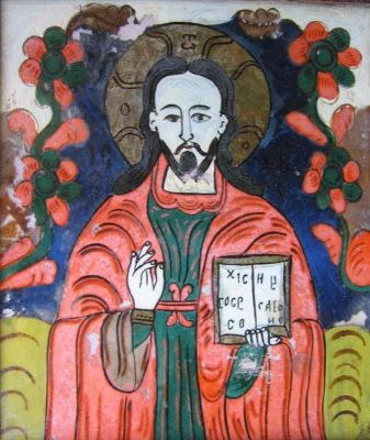 icoană pe sticlă; Iisus Învățător