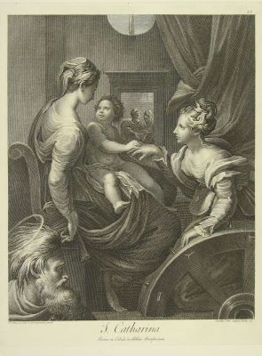 gravură - Tinti, Camillo; (SC.); Mazzuoli, Girolamo Francesco Maria, numit Parmigianino; (PX.); Hamilton, Gavin; (EX.); S. Catharina; (Sf. Ecaterina)