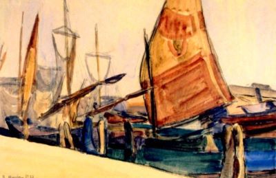 grafică - Maniu-Mützner, Rodica; Corăbii în port
