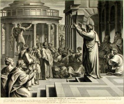 gravură - Dorigny, Michel; (SC.); Rafael, Sanzio (Rafaello); (IN.); Pavlus Praedicans In Aeropago