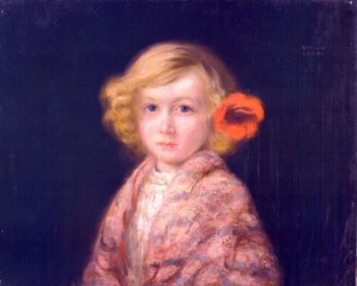 pictură - Loghi, Kimon; Fetiță cu floare roșie