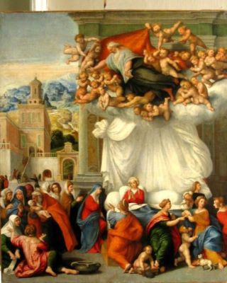 pictură - Caroto, Giovanni Francesco; Nașterea Mariei