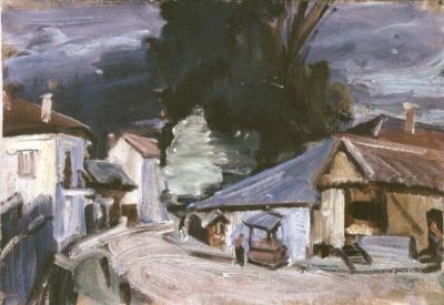 pictură - Wexler, Arnold Max; Peisaj cu stradă