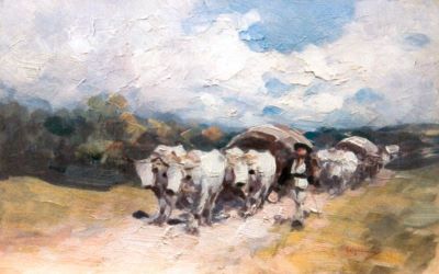 pictură - Grigorescu, Nicolae; Car cu patru boi