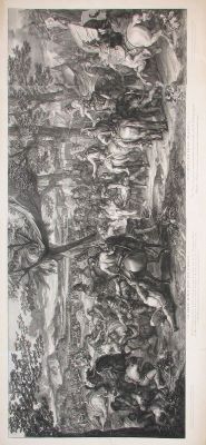 gravură - Audran, Gérard (Girard); (SC.); (EX.); Le Brun, Charles; (PX.); La vertu plaist quoi que vaincue; în registrul inventar: „ Al. cel Mare și regele Porus”