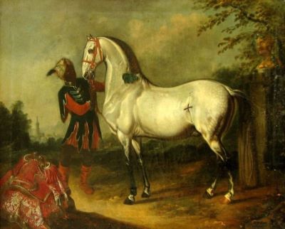pictură - Hamilton, Johann Georg Von; Cal bălan cu un harap