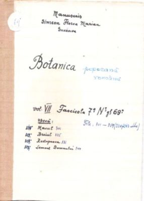 manuscris - Marian, Simion Florea; Botanică poporană: vol. VII, fascicola 7: specii: Macul, Breiul, Rostopasca, Lemnul Domnului