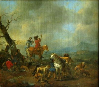 pictură - Lingelbach, Jan; Plecare la vânătoare