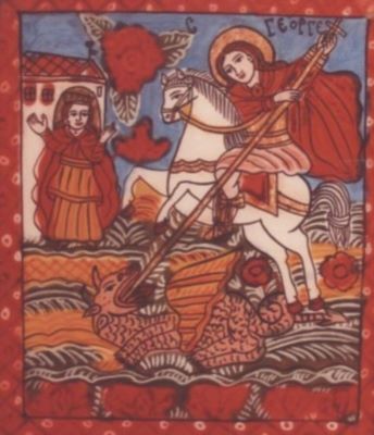 icoană pe sticlă; Sfântul Mare Mucenic Gheorghe