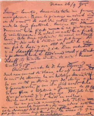scrisoare - Mureșianu, A. Aurel; Mureșianu Aurel către soția sa, Elena.