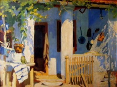 pictură - Pataky, Etelka; Colț din curte