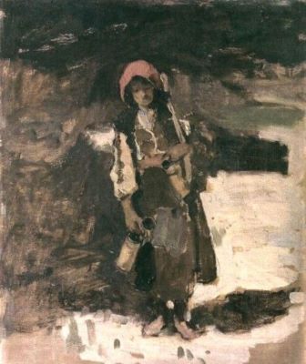 pictură - Delavrancea, Dona Niculina (Nuni Dona); Țărancă cu cofă