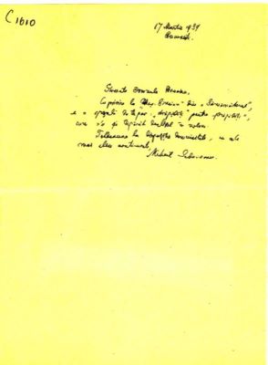 scrisoare - Sadoveanu, Mihail; M. Sadoveanu către I. Breazu despre un articol din „Semănătorul”