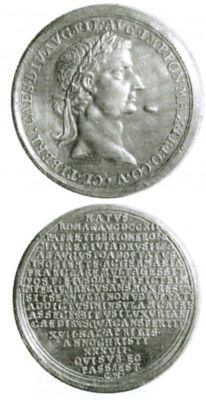 Medalie dedicată împăratului Tiberius