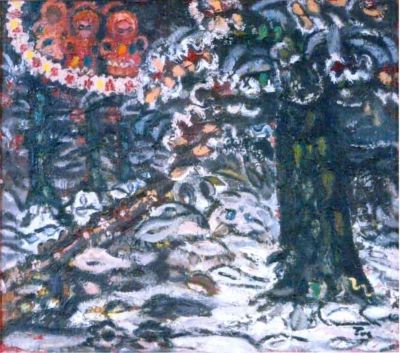 pictură; Iarna în pădure