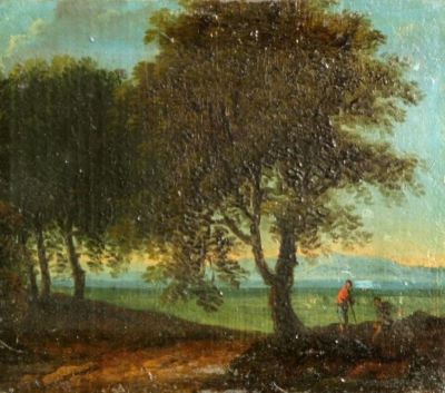pictură - Brand, Christian Hülfgott; Mic peisaj cu copaci; pandant: Mic peisaj deluros