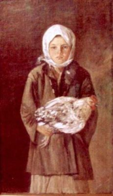 pictură - Andreescu, Ion; Fetiță cu găină