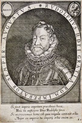 gravură - Furck, Sebastian; (SC.); Aachen, Hans von; (DEL.); Împăratul Rudolf al II-lea