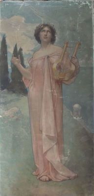 panou - Vermont, Nicolae; Scenă alegorică (Femeie cu liră - alegoria muzicii)