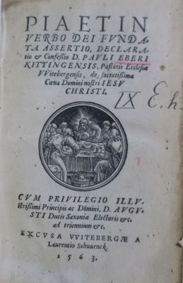 carte veche - Paul Eber, autor; Pia et in verbo Dei fundata assertio