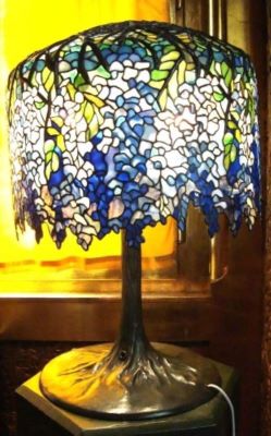 lampă de birou - Tiffany, Louis Confort; Wisteria Lamp