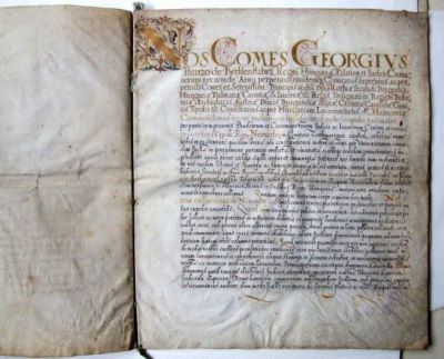 privilegiu - Comes Georgius Thurzo; Comitele Georgius Thurzo de Bethlenfalva, palatin al regatului Ungariei confirmă statutele orașului Mintțiu(Nemethy) adoptate de oraș în 12 martie 1514.
