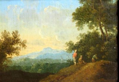 pictură - Brand, Christian Hülfgott; Mic peisaj deluros; pandant: Mic peisaj cu copaci