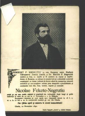 Simeon F. Negruțiu; Necrolog Nicolae Fekete-Negrutiu