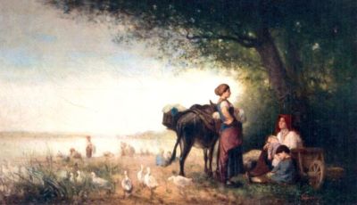 pictură - Grigorescu, Nicolae; Spălătorese la râu